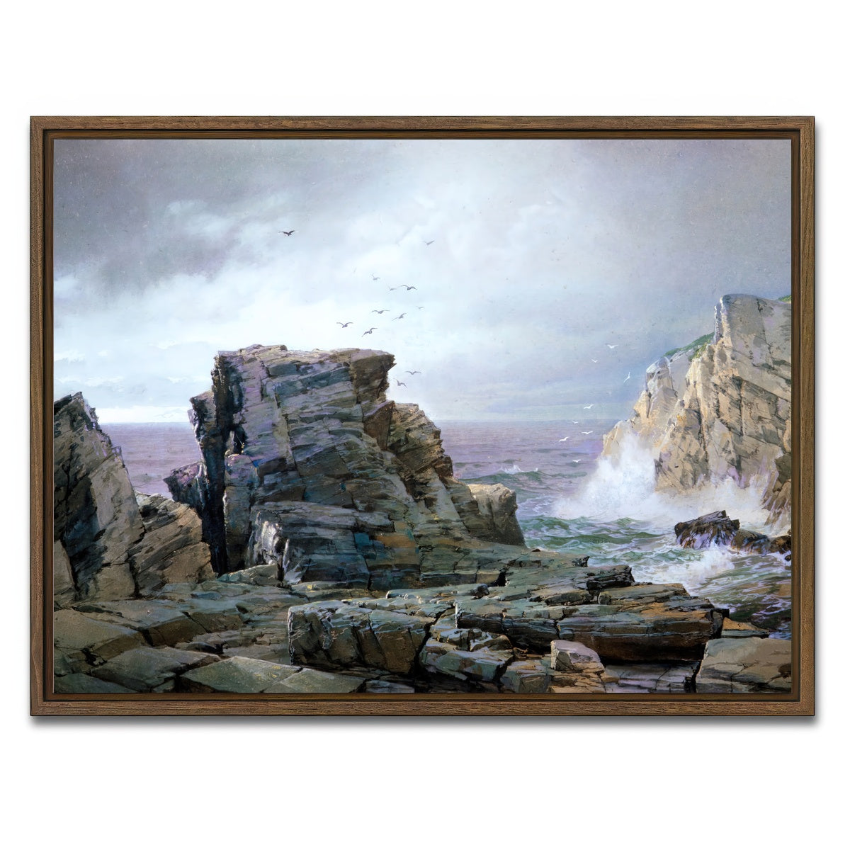 AUTO-MOCKUP WHITE | A Rocky Coast | 1 Piece | Walnut Framed Canvas | group=4x3