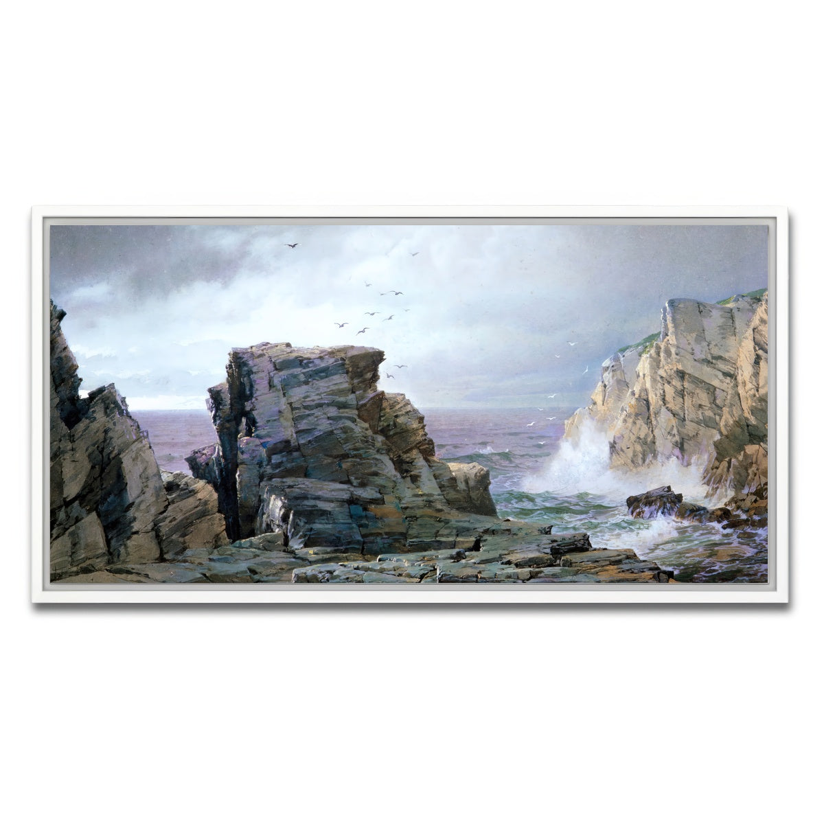 AUTO-MOCKUP WHITE | A Rocky Coast | 1 Piece | White Framed Canvas | group=2x1