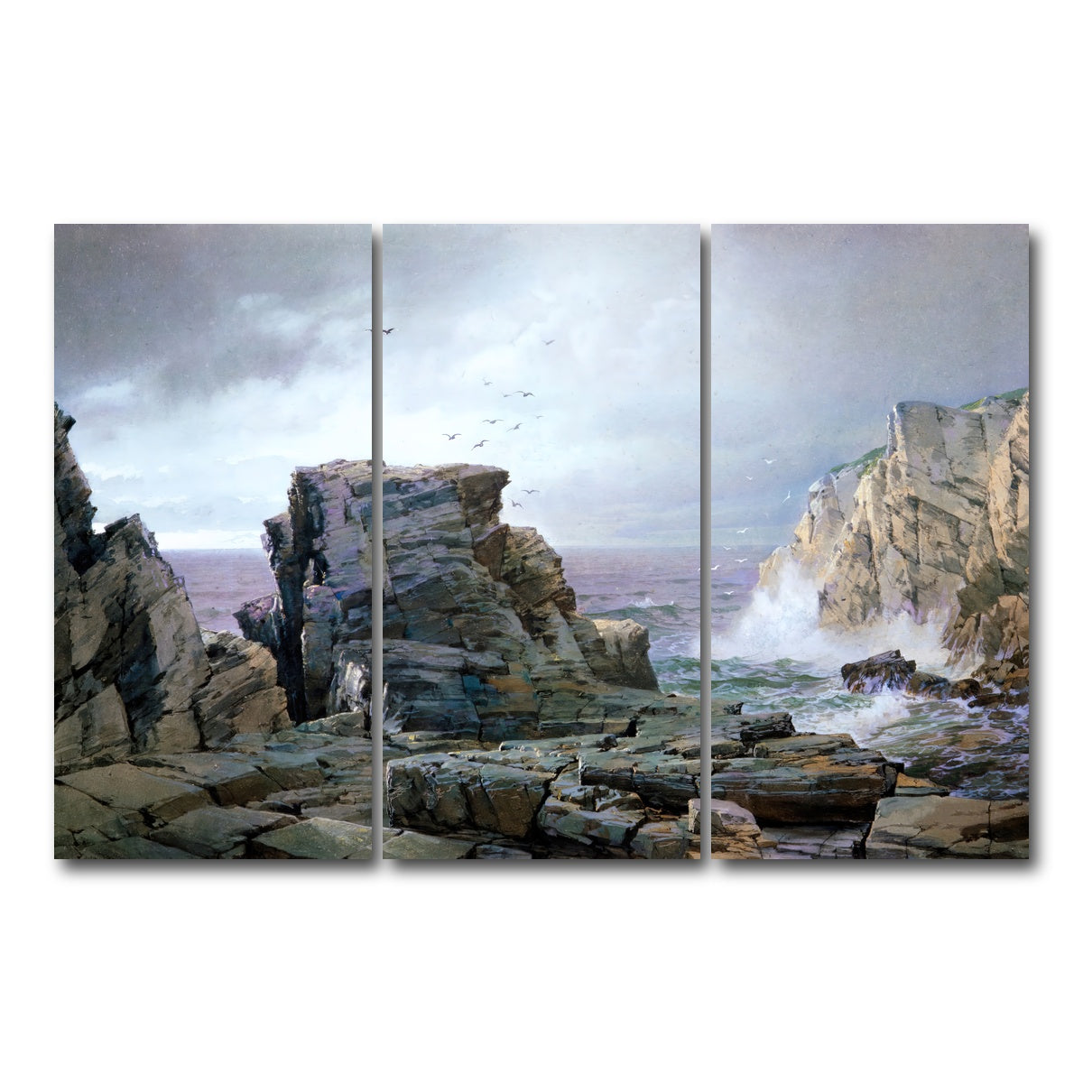 AUTO-MOCKUP WHITE | A Rocky Coast | 3 Piece | Gallery Wrap Canvas | group=12x24
