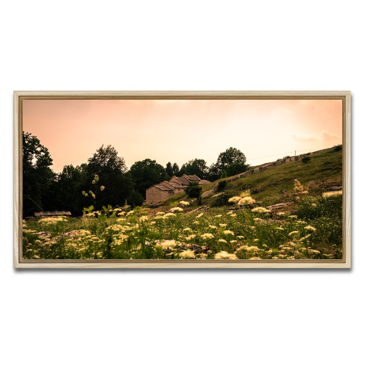 AUTO-MOCKUP WHITE | A village on the mountains | 1 Piece | Natural Framed Canvas | group=2x1