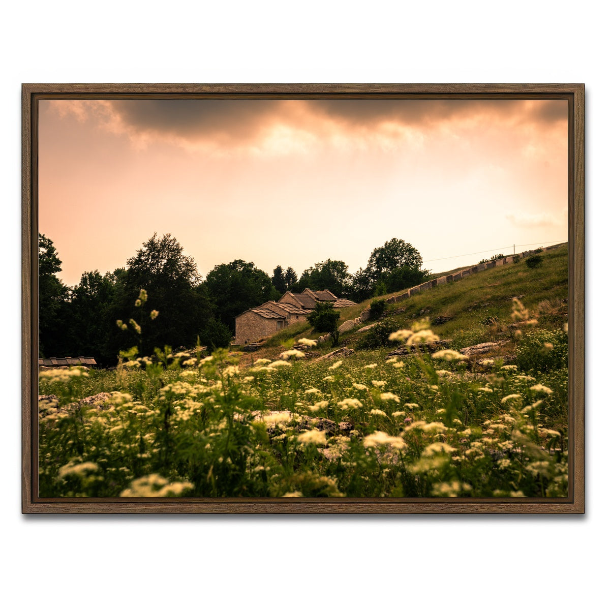AUTO-MOCKUP WHITE | A village on the mountains | 1 Piece | Walnut Framed Canvas | group=4x3