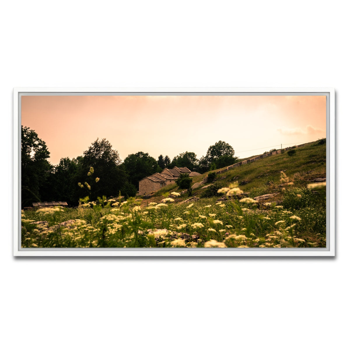 AUTO-MOCKUP WHITE | A village on the mountains | 1 Piece | White Framed Canvas | group=2x1