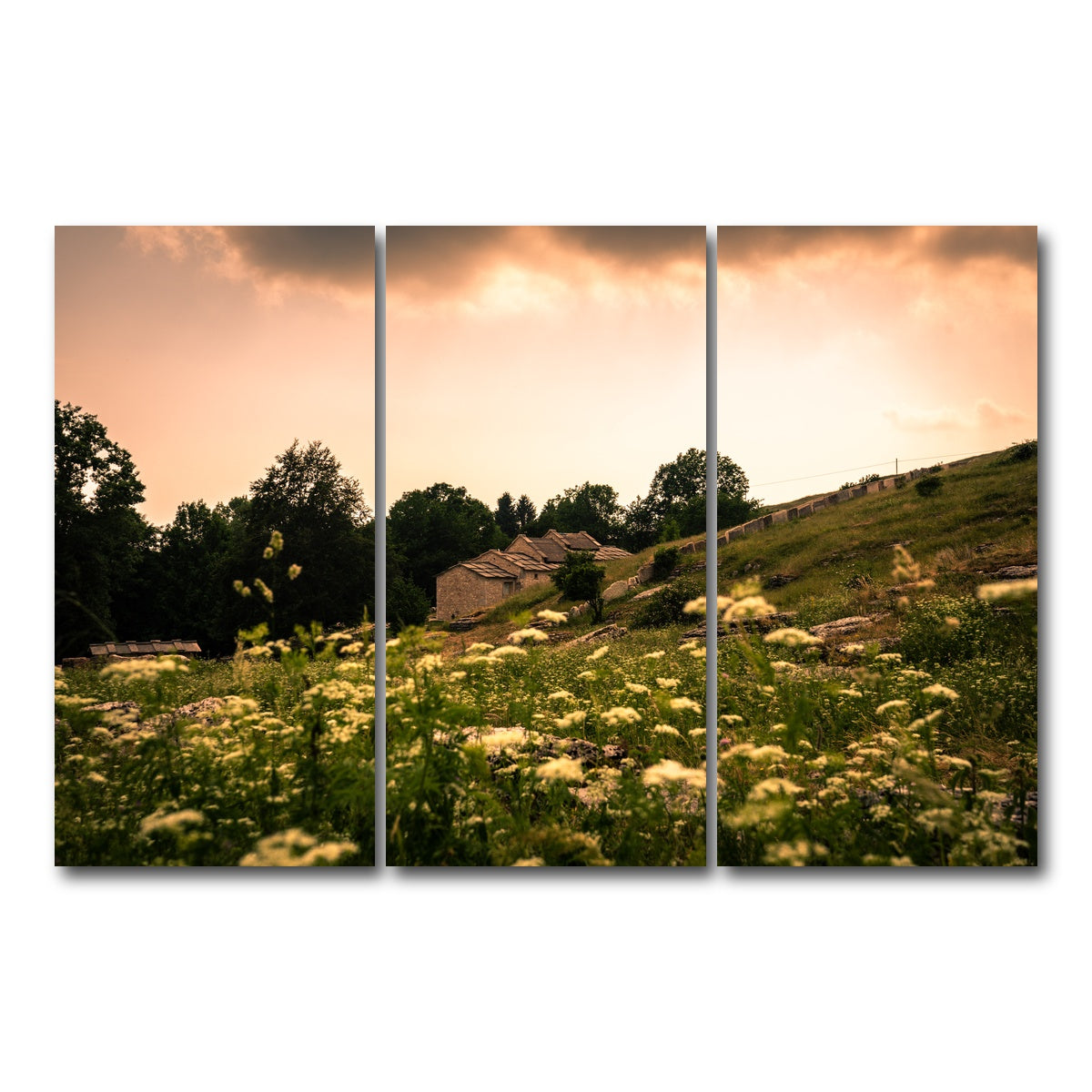AUTO-MOCKUP WHITE | A village on the mountains | 3 Piece | Gallery Wrap Canvas | group=12x24