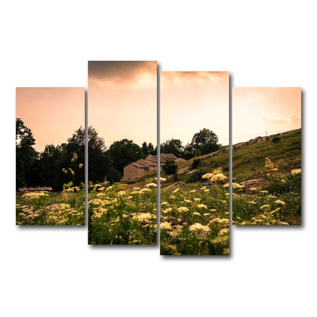 AUTO-MOCKUP WHITE | A village on the mountains | 4 Piece | Gallery Wrap Canvas | group=4_short