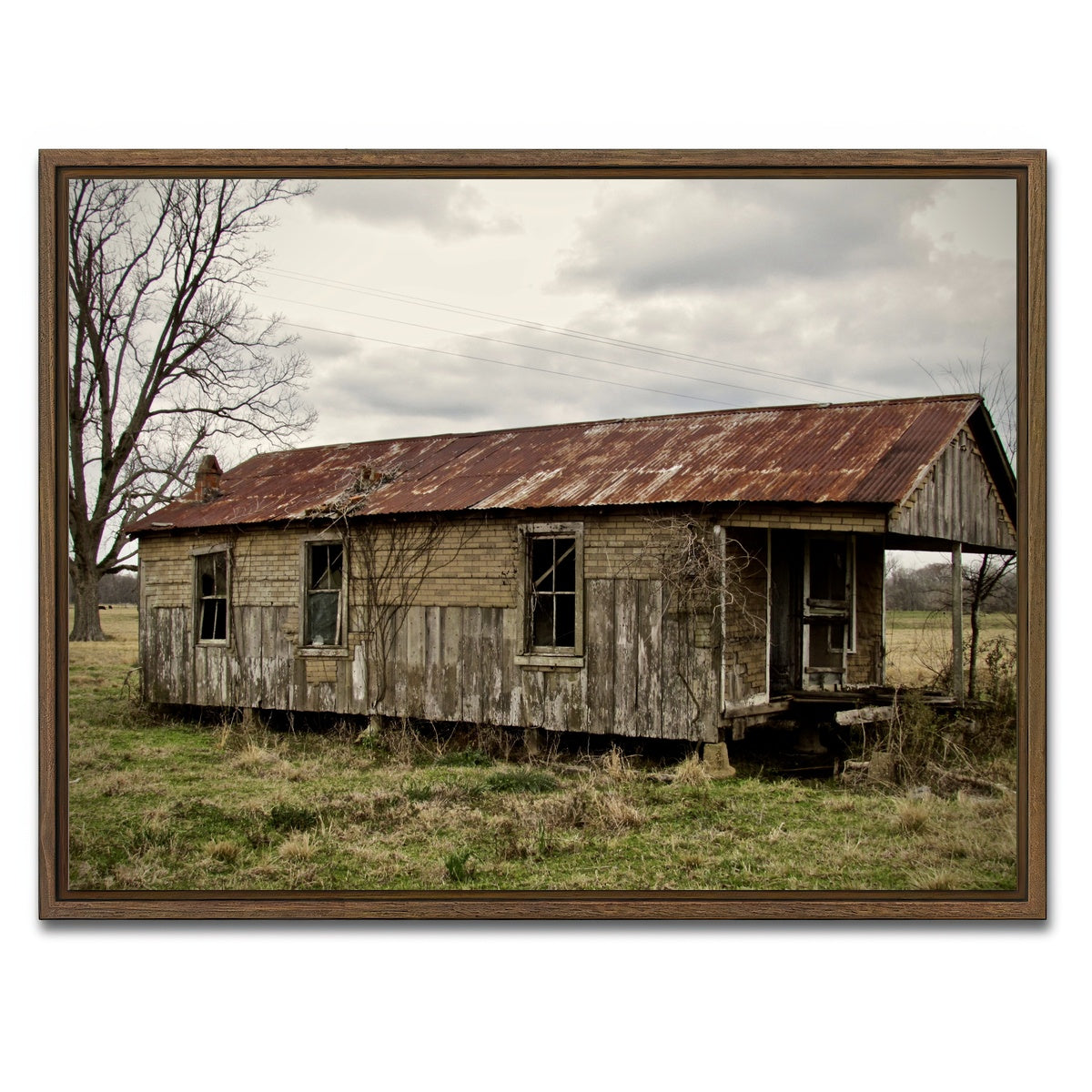 AUTO-MOCKUP WHITE | Abandoned Cabin Louisiana | 1 Piece | Walnut Framed Canvas | group=4x3