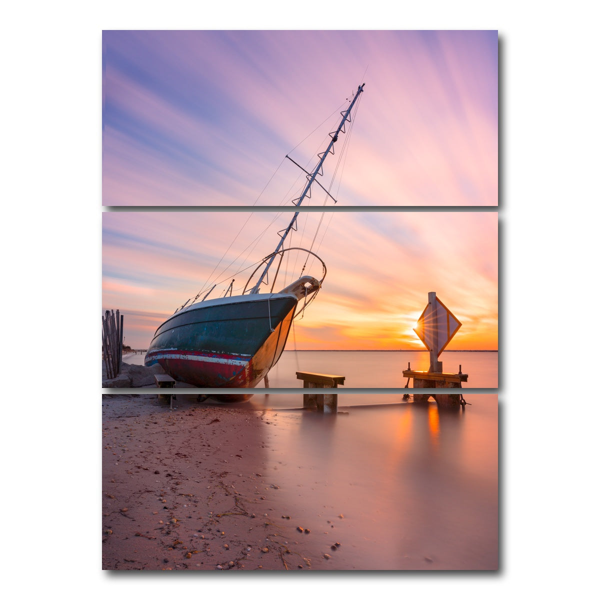 AUTO-MOCKUP WHITE | Abandoned Sails | 3 Piece | Gallery Wrap Canvas | group=8x18_stacked