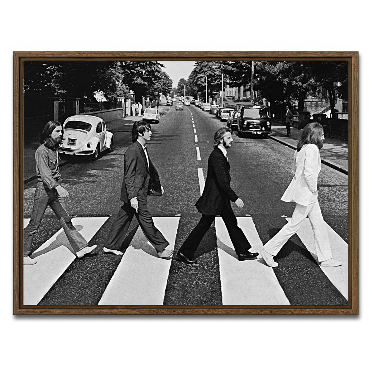 AUTO-MOCKUP WHITE | Abbey Road Grayscale | 1 Piece | Walnut Frame | group=4x3