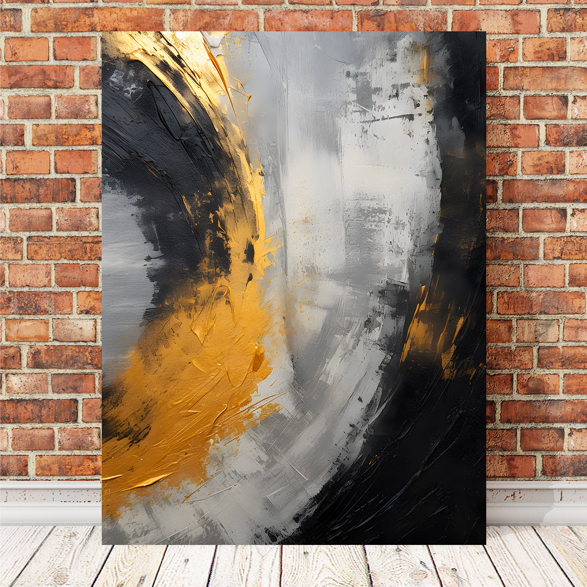 Abstract - Black Gold Shapes 1 Wall Art