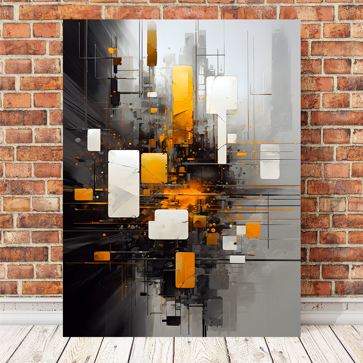 Abstract - Black Gold Shapes 14 Wall Art