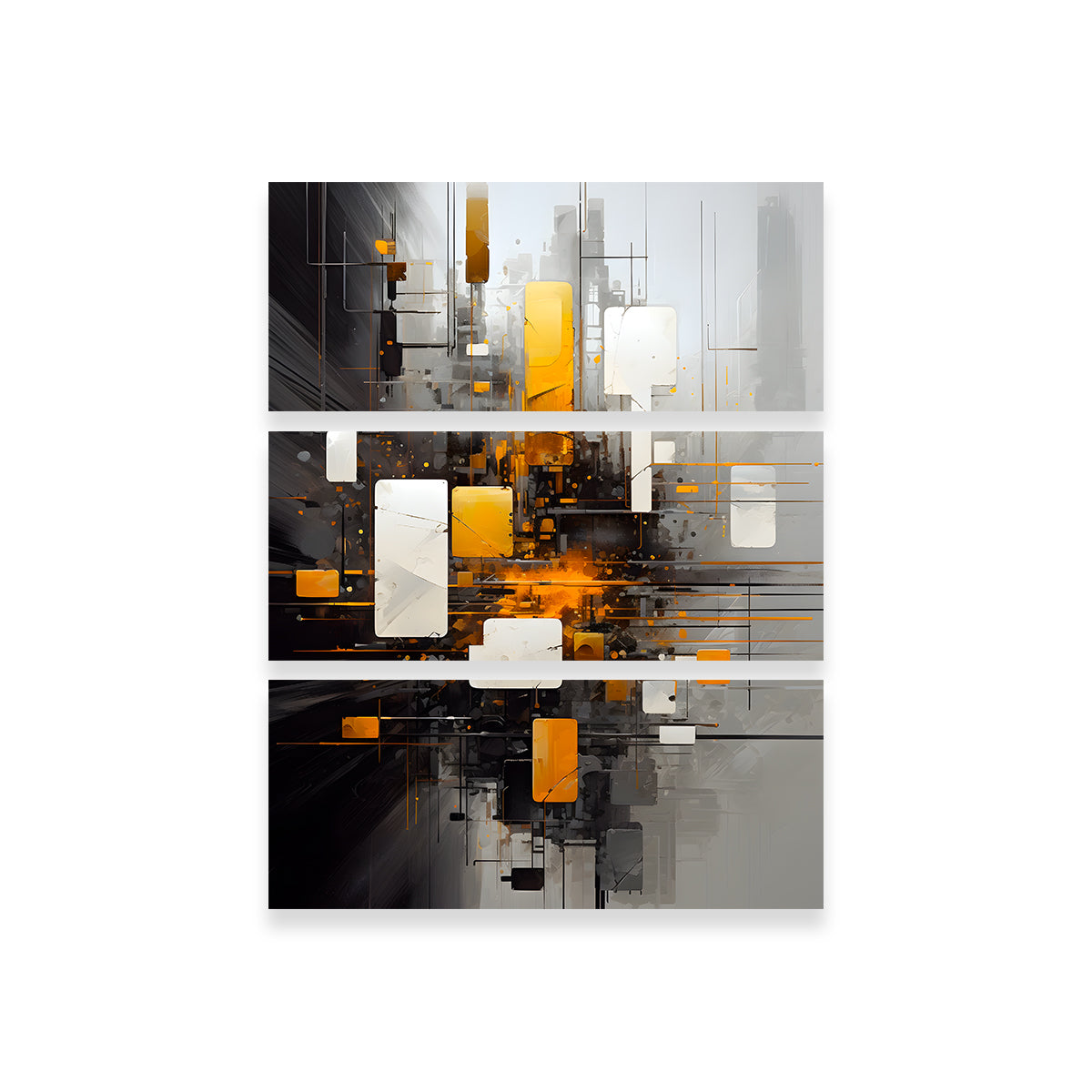 Abstract - Black Gold Shapes 14 Wall Art