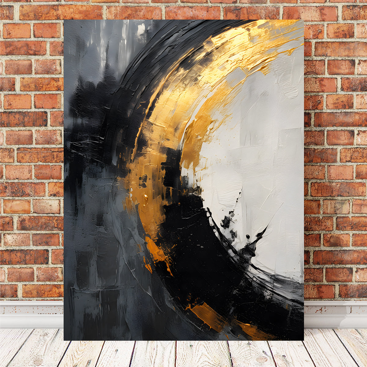 Abstract - Black Gold Shapes 2 Wall Art