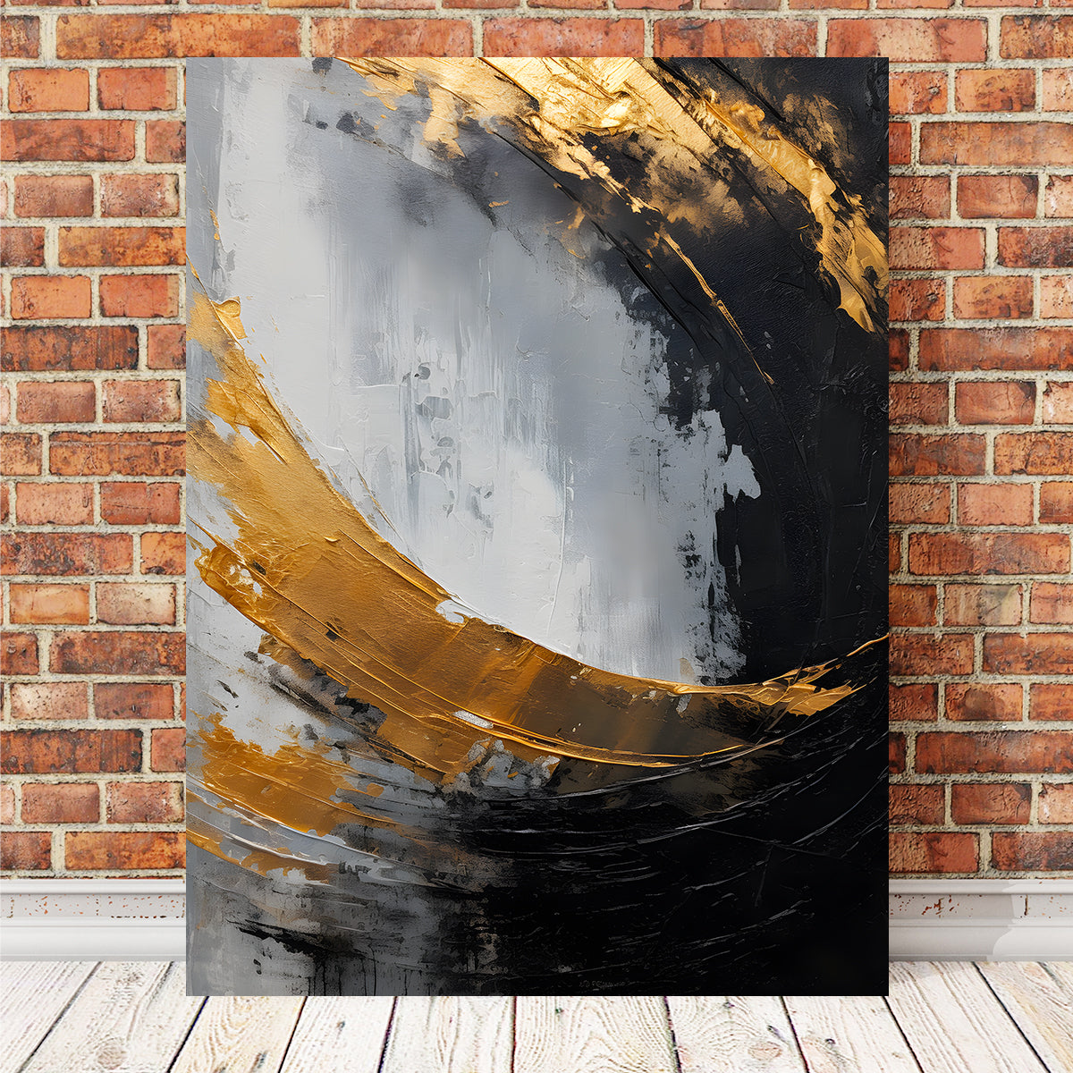 Abstract - Black Gold Shapes 3 Wall Art