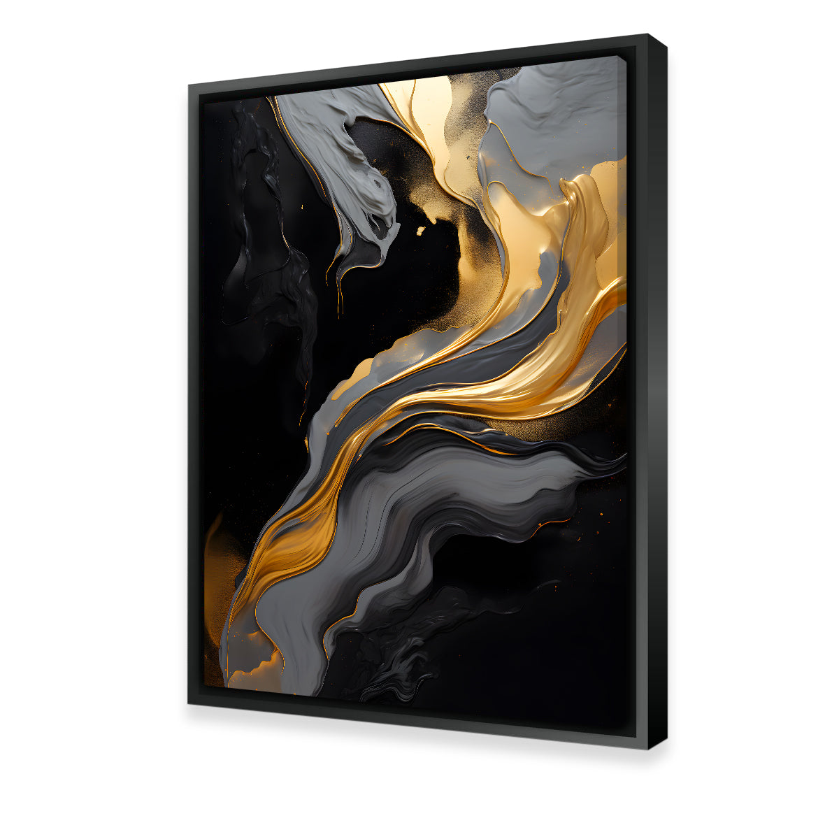 Abstract - Black Gold Waves 10 Wall Art