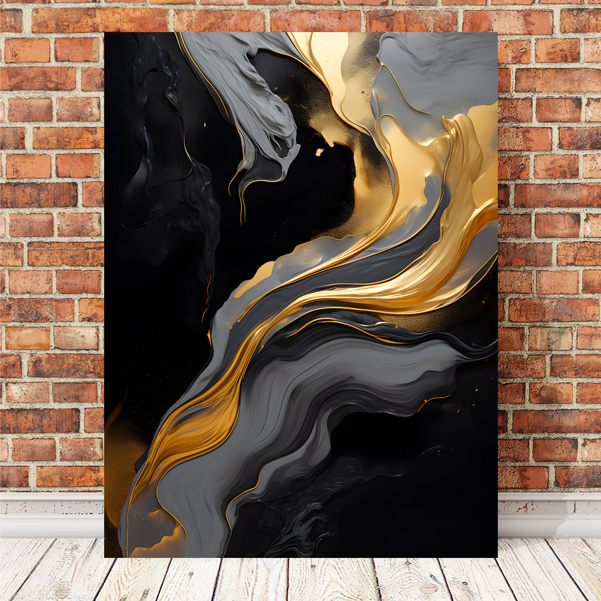 Abstract - Black Gold Waves 10 Wall Art