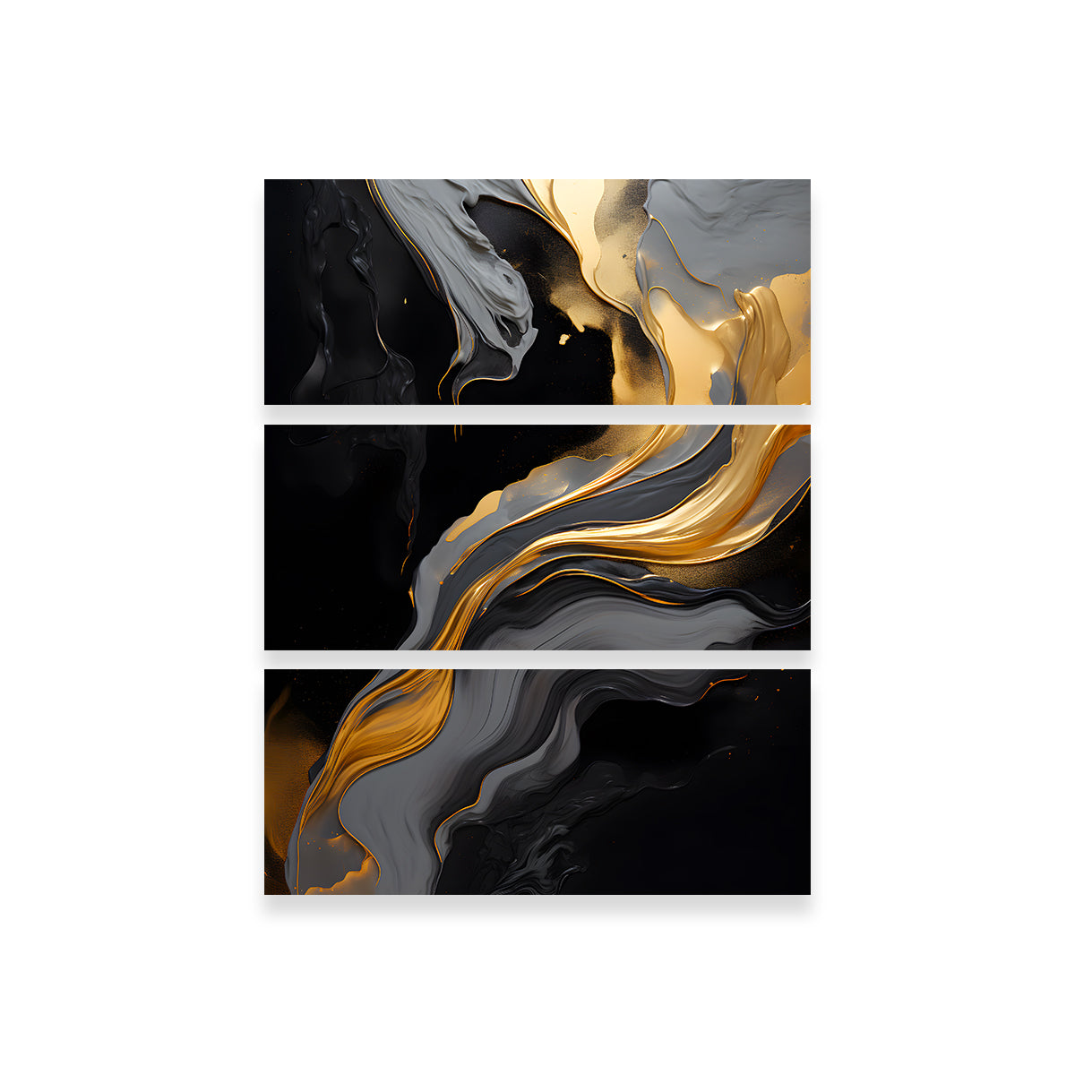 Abstract - Black Gold Waves 10 Wall Art
