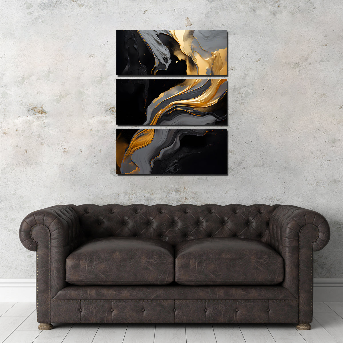 Abstract - Black Gold Waves 10 Wall Art