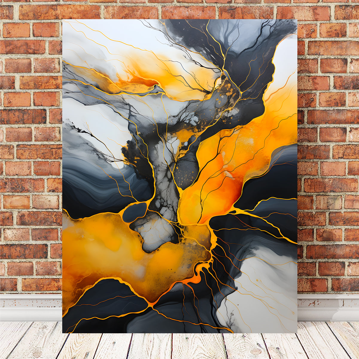 Abstract - Black Gold Waves 4 Wall Art