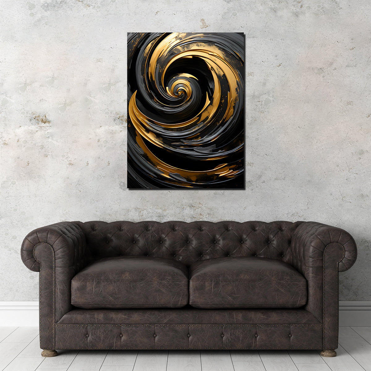 Abstract - Black Gold Waves 7 Wall Art