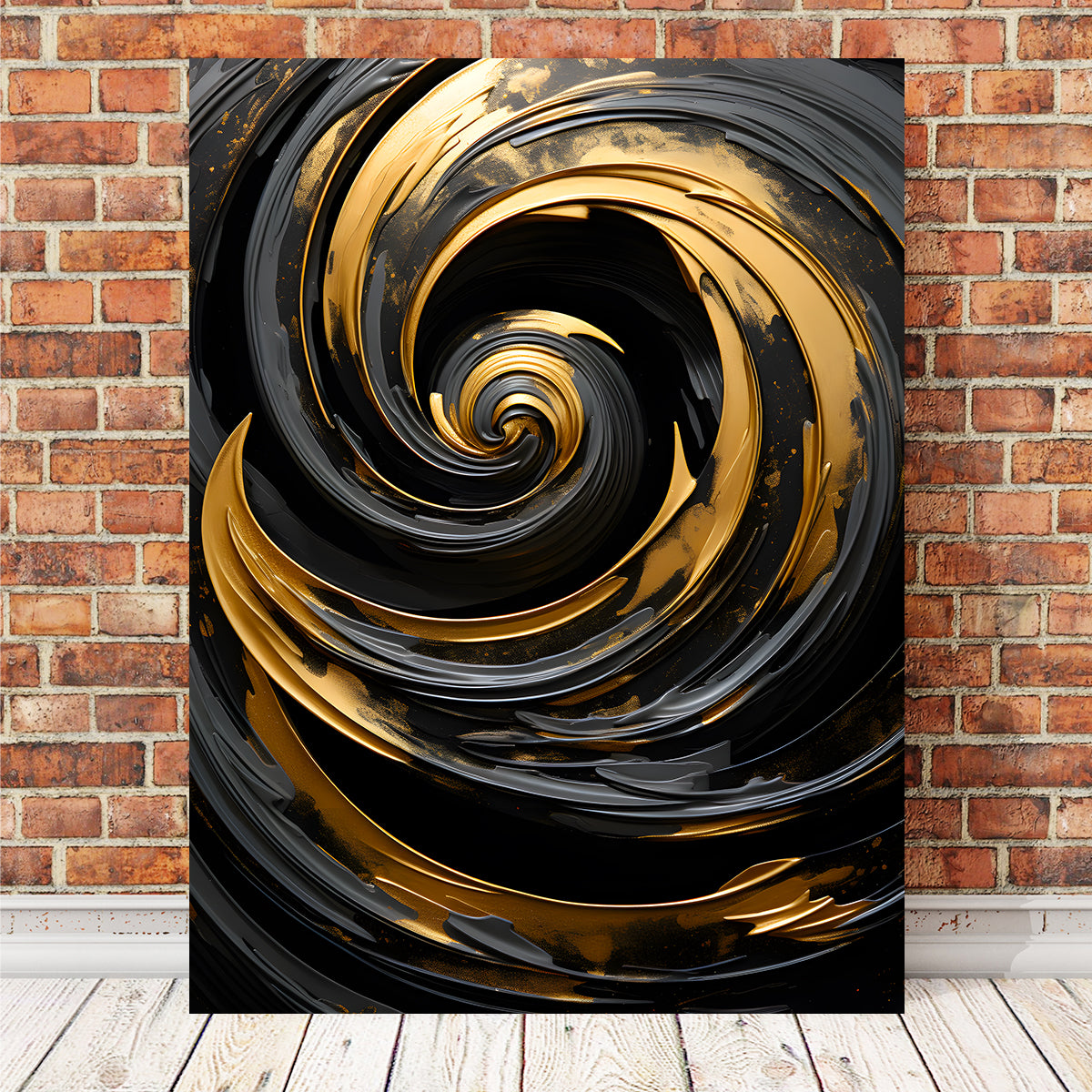 Abstract - Black Gold Waves 7 Wall Art