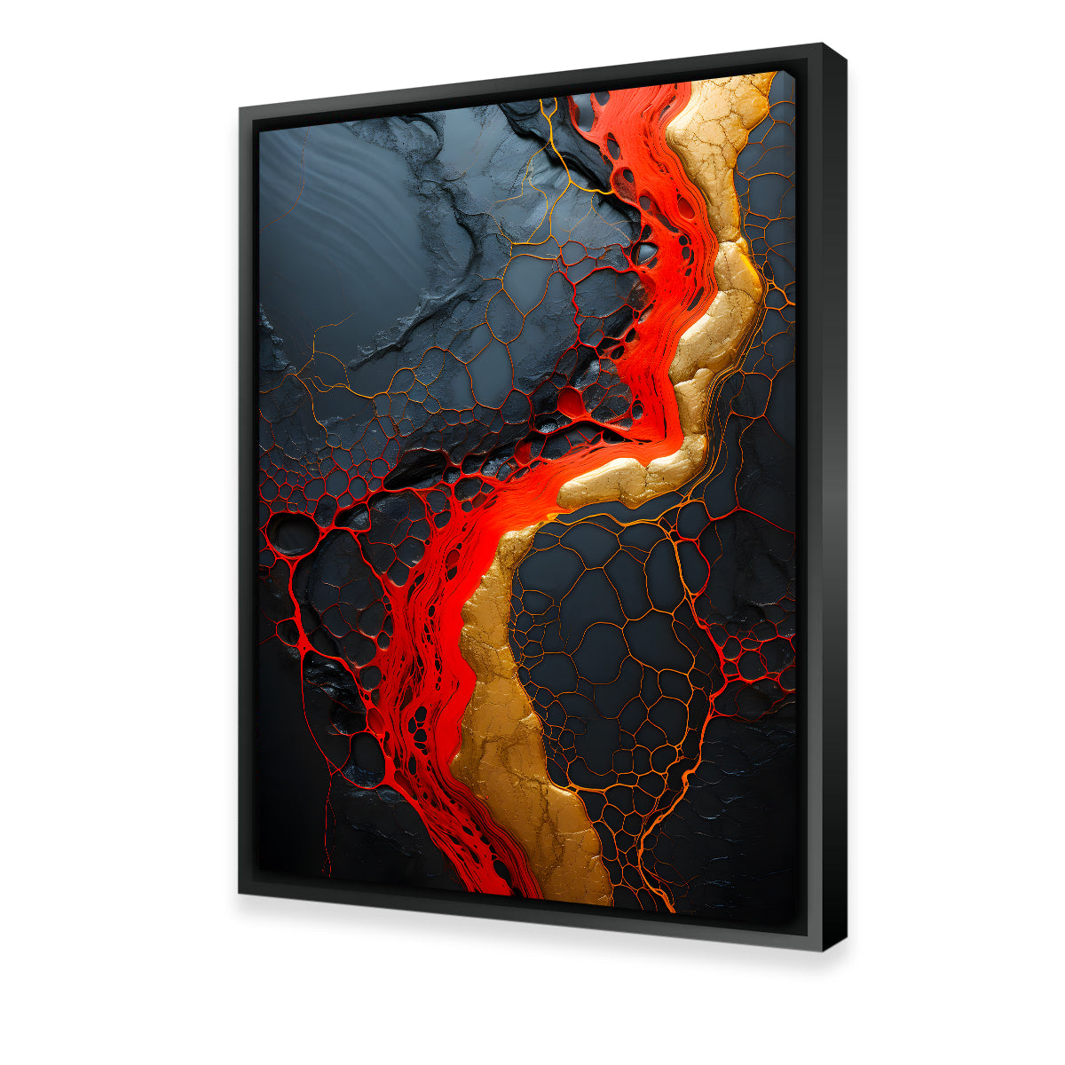 Abstract - Black Red Waves 1 Wall Art