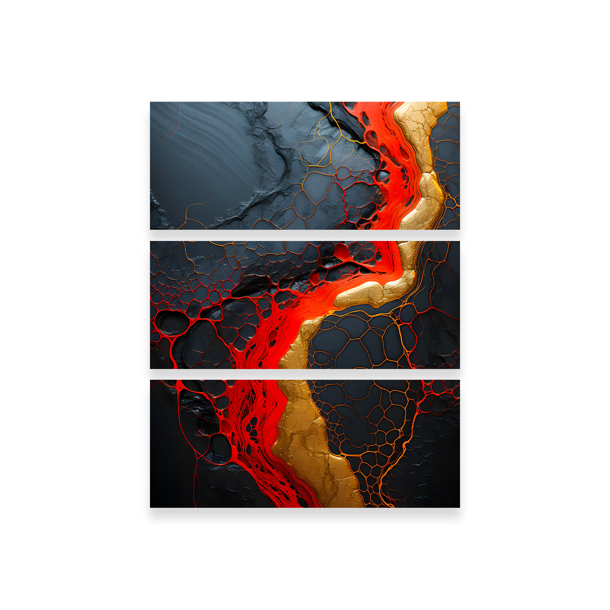 Abstract - Black Red Waves 1 Wall Art