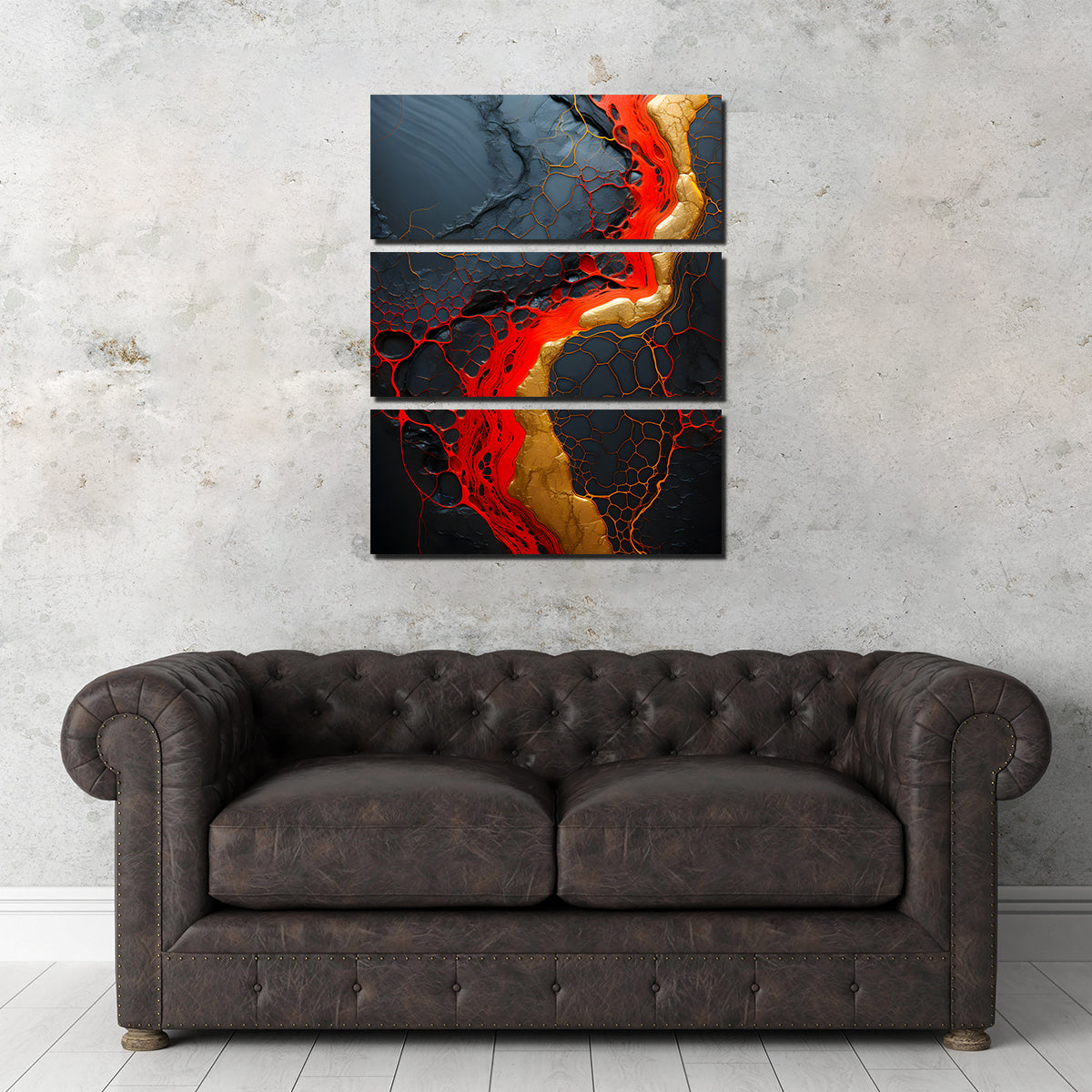 Abstract - Black Red Waves 1 Wall Art