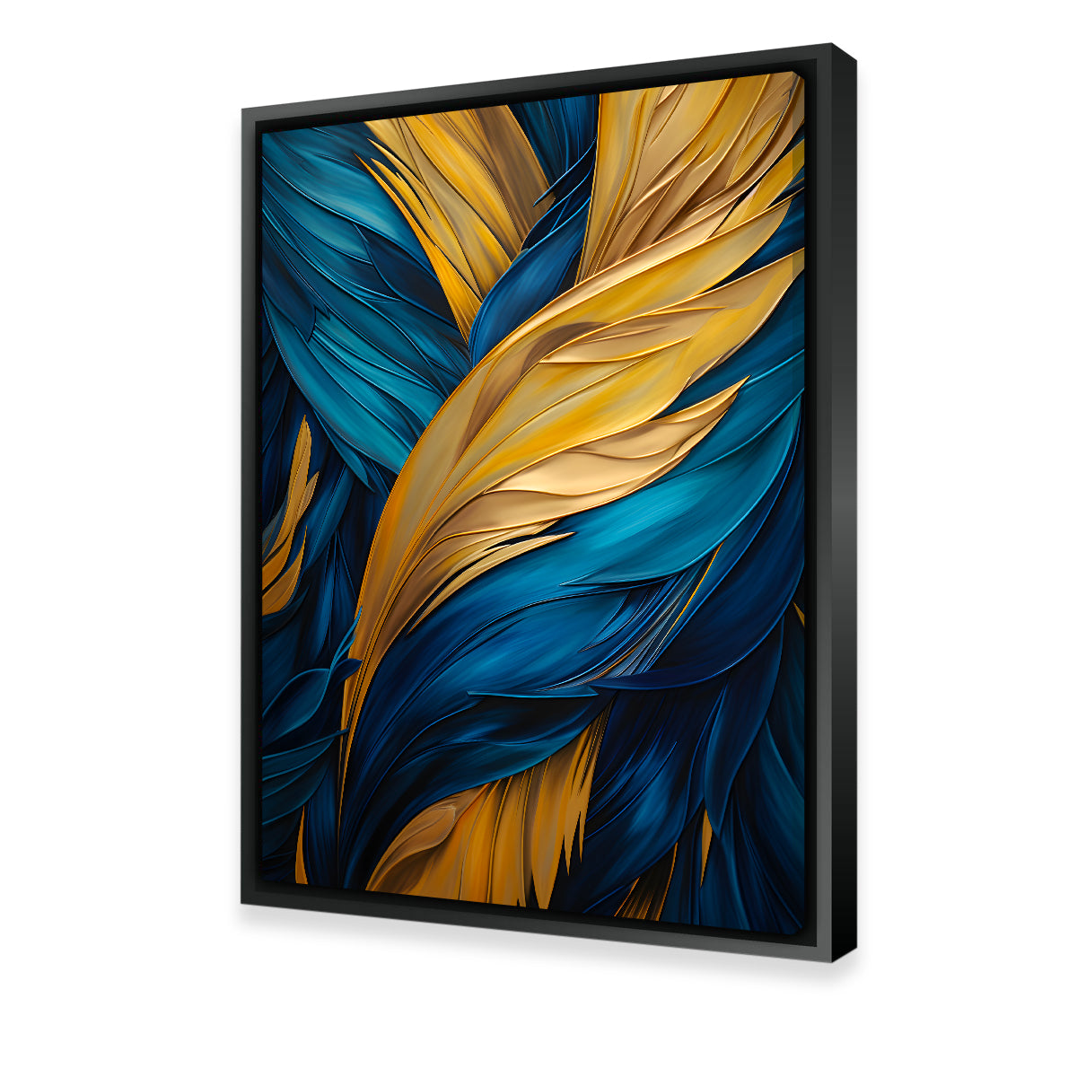 Abstract - Blue Gold Feather 4 Wall Art