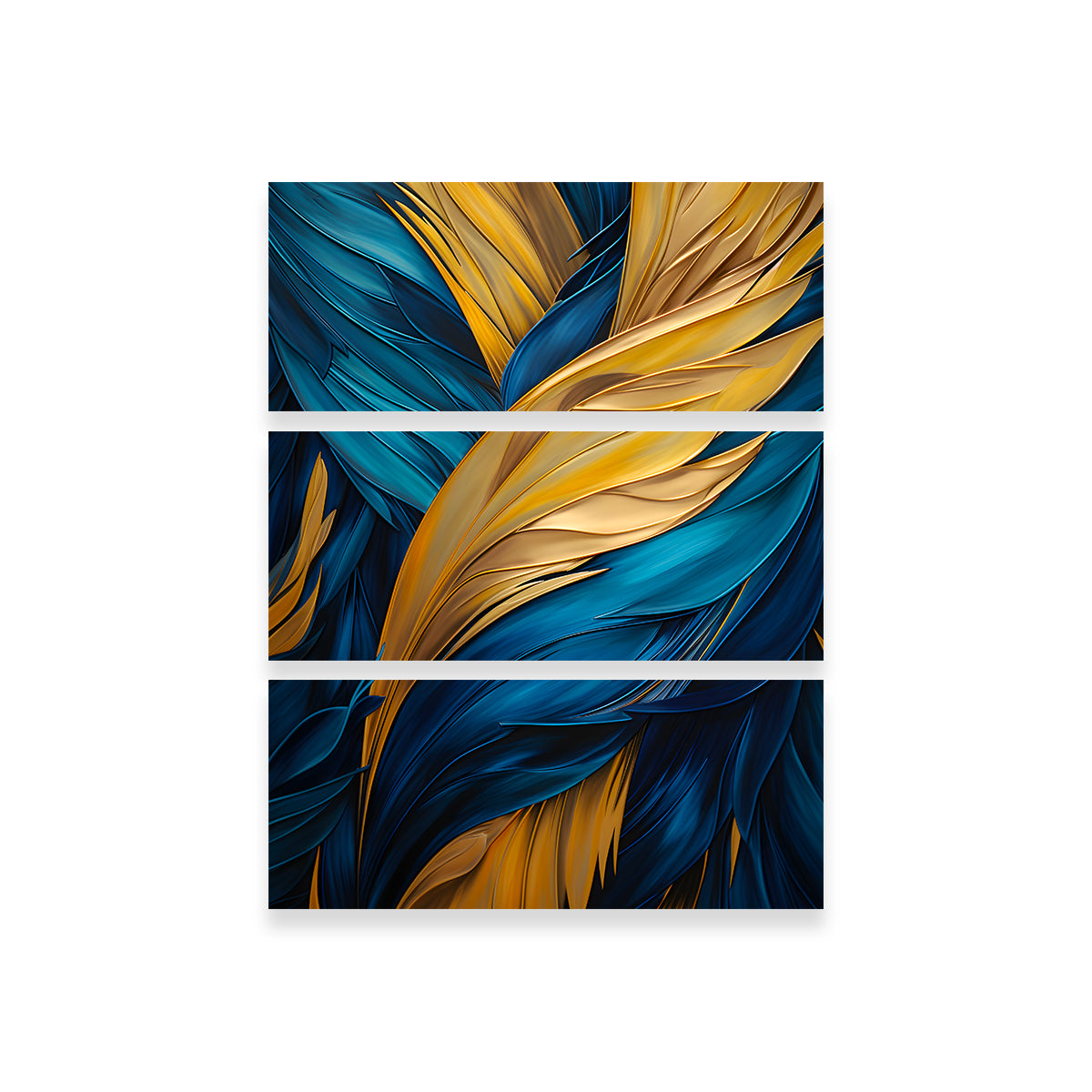 Abstract - Blue Gold Feather 4 Wall Art