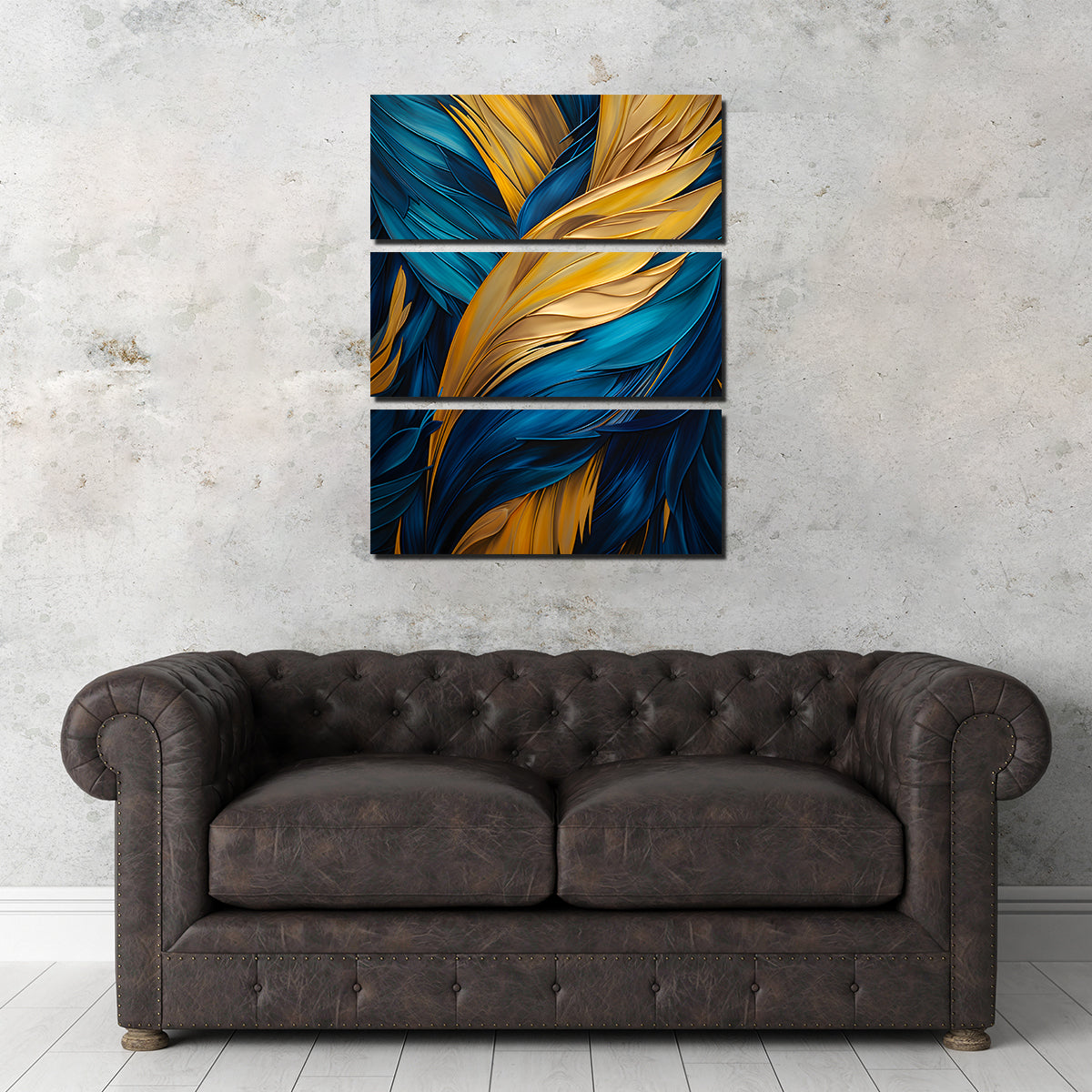 Abstract - Blue Gold Feather 4 Wall Art