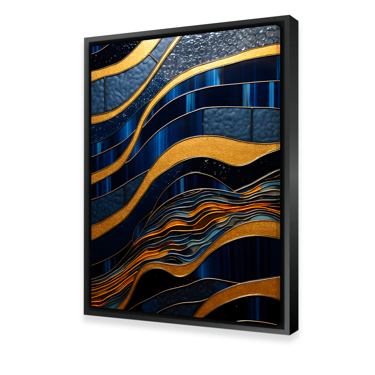 Abstract - Blue Gold Shapes 18 Wall Art