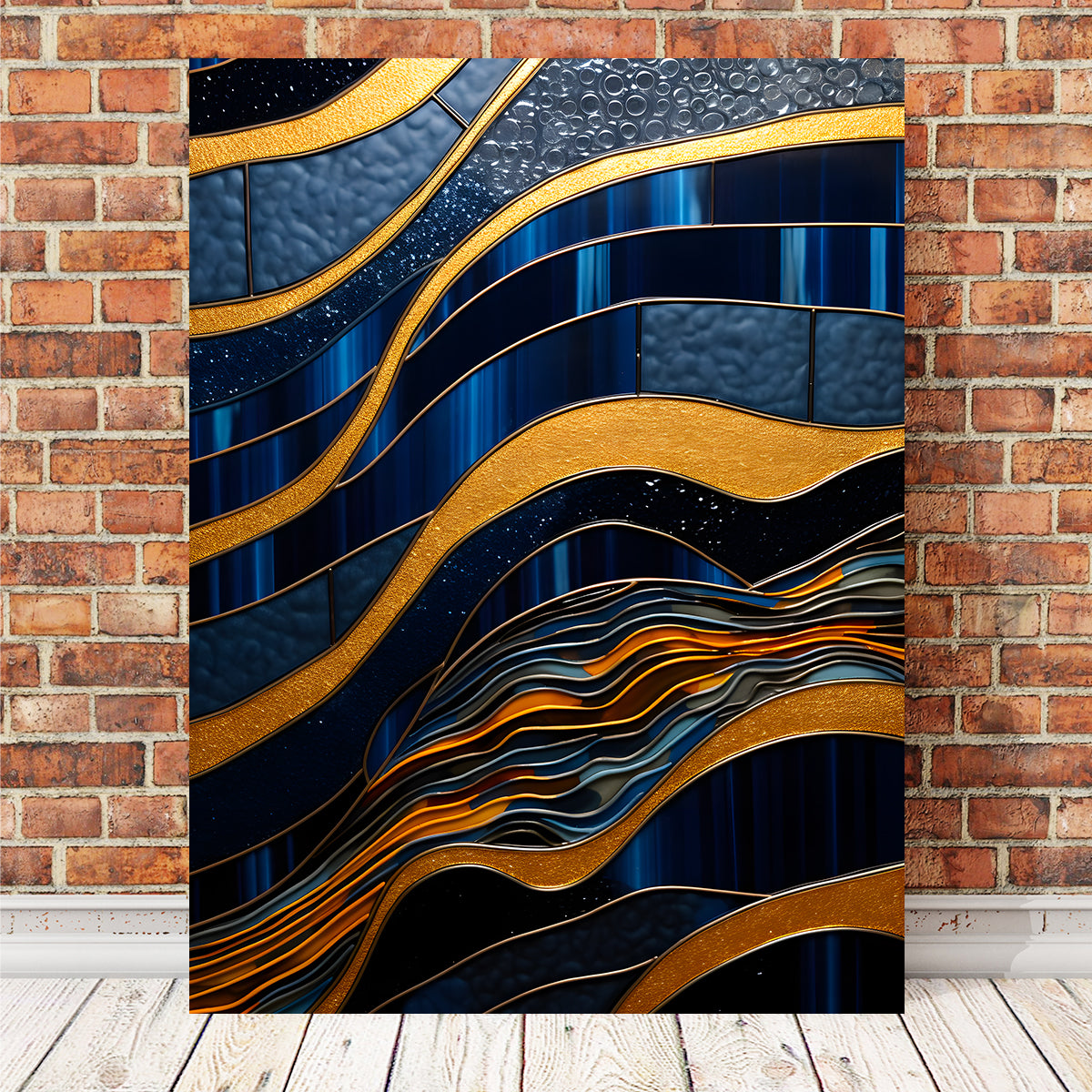 Abstract - Blue Gold Shapes 18 Wall Art