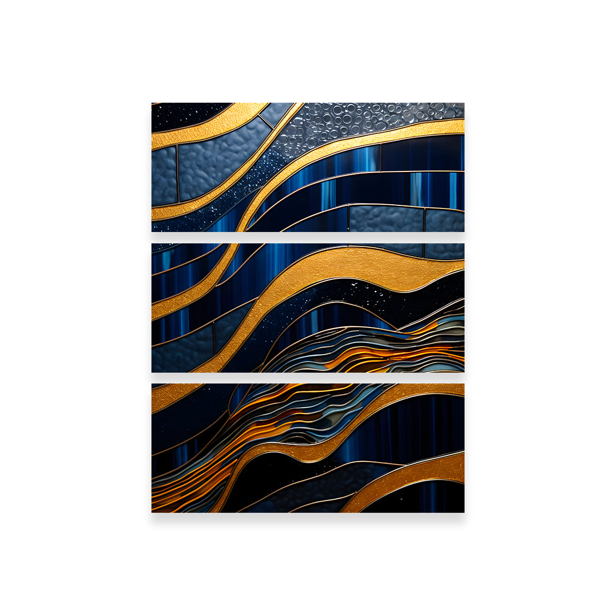 Abstract - Blue Gold Shapes 18 Wall Art