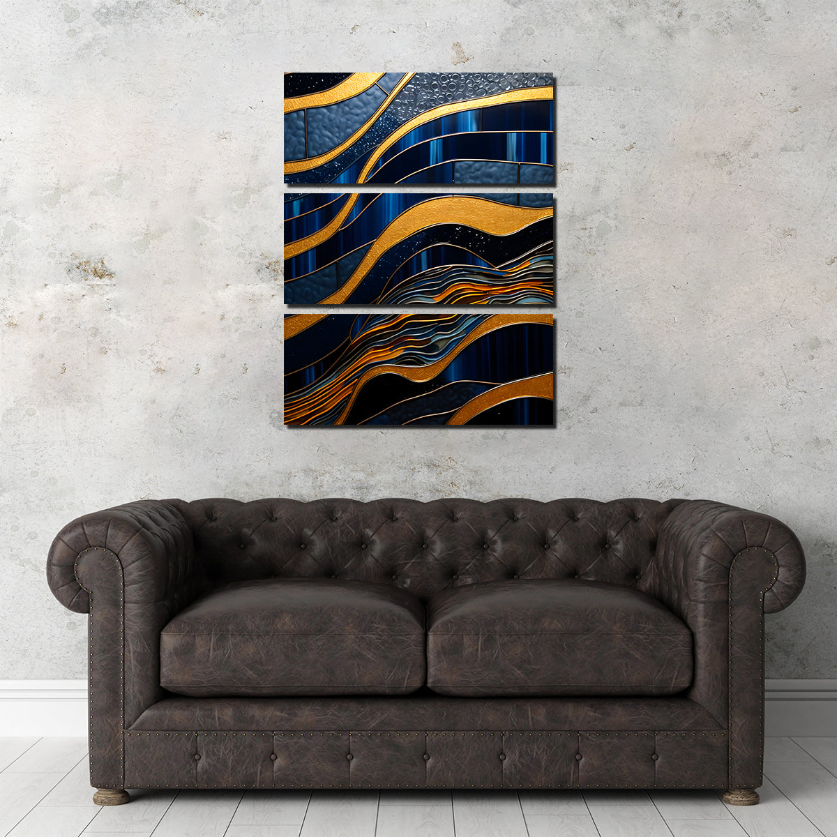 Abstract - Blue Gold Shapes 18 Wall Art