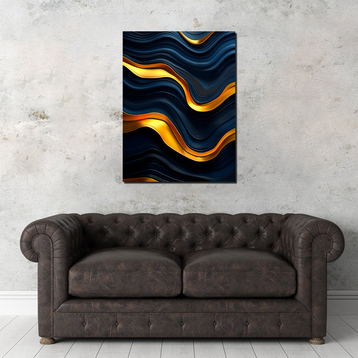 Abstract - Blue Gold Shapes 20 Wall Art