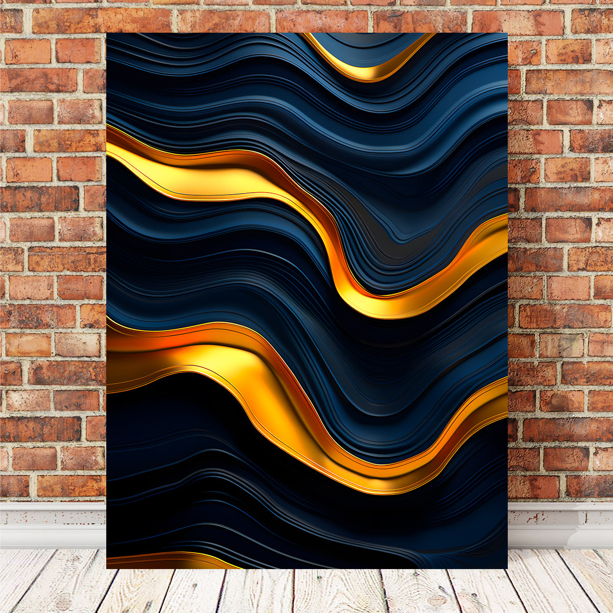 Abstract - Blue Gold Shapes 20 Wall Art