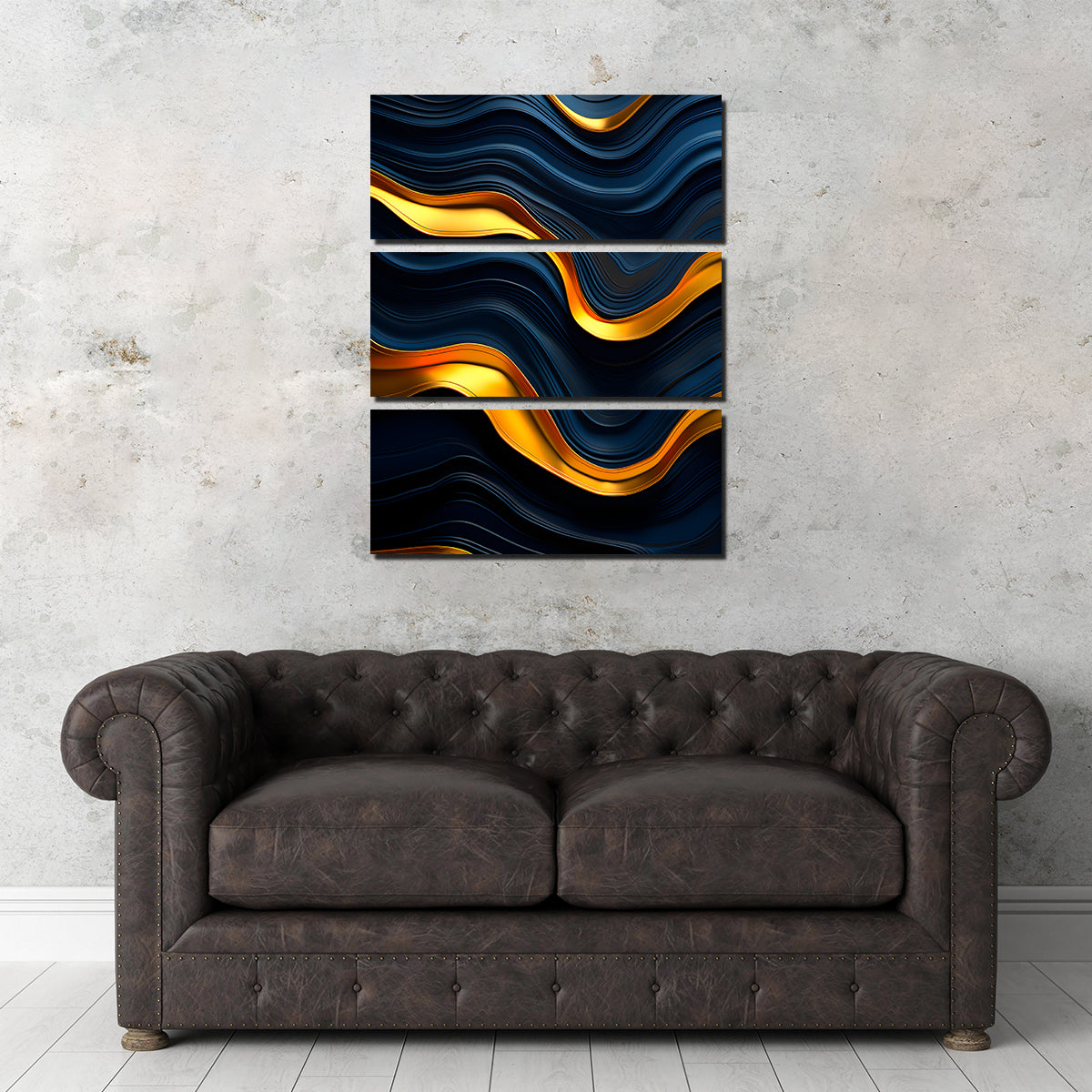 Abstract - Blue Gold Shapes 20 Wall Art