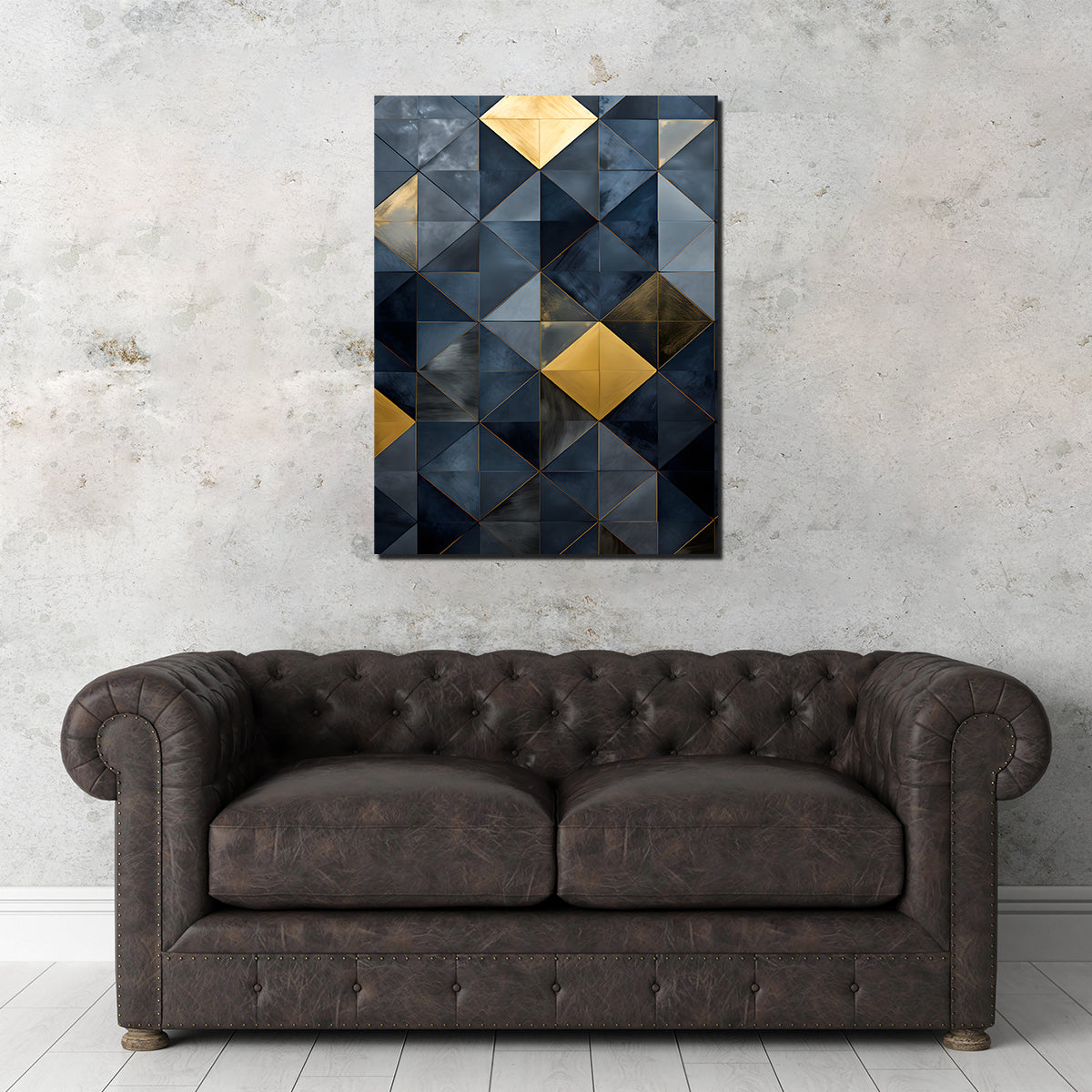 Abstract - Blue Gold Shapes 23 Wall Art