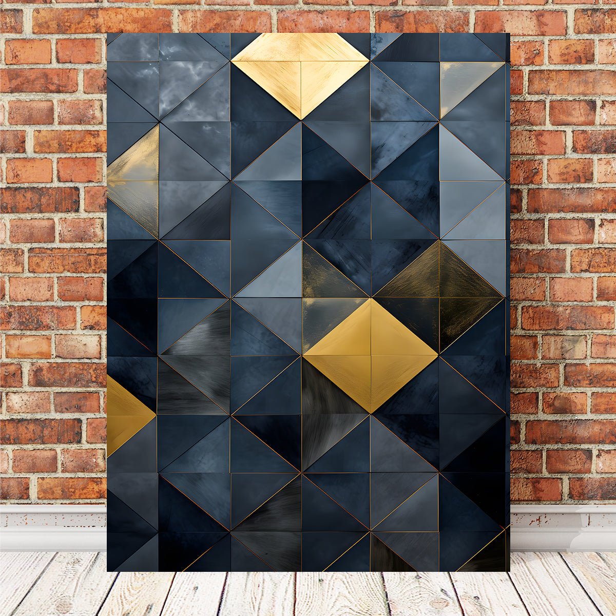 Abstract - Blue Gold Shapes 23 Wall Art