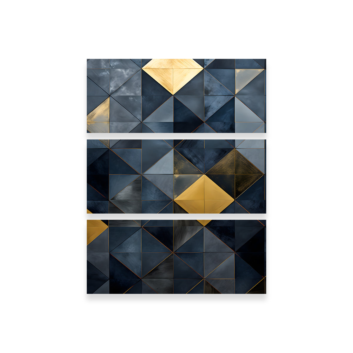 Abstract - Blue Gold Shapes 23 Wall Art