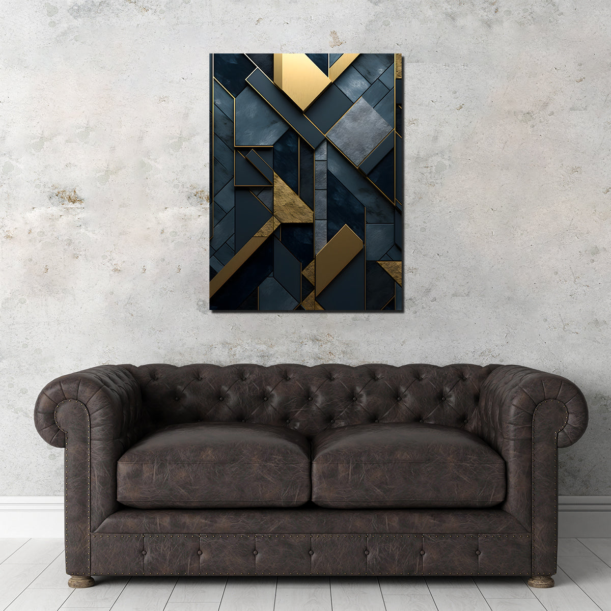 Abstract - Blue Gold Shapes 3 Wall Art