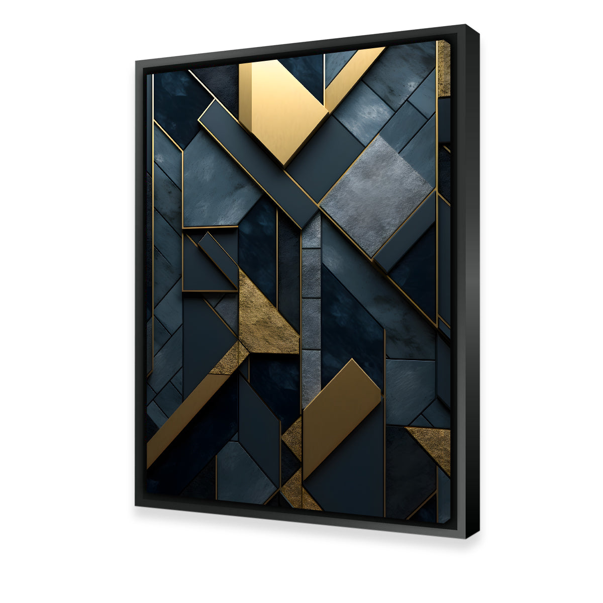 Abstract - Blue Gold Shapes 3 Wall Art