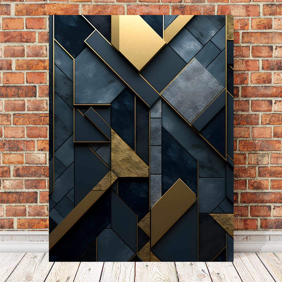 Abstract - Blue Gold Shapes 3 Wall Art
