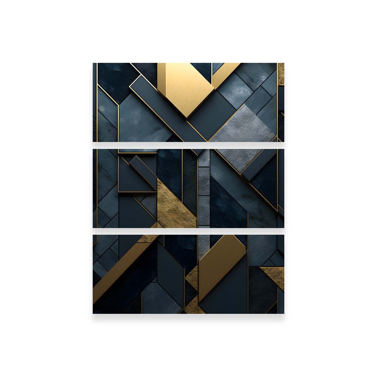 Abstract - Blue Gold Shapes 3 Wall Art