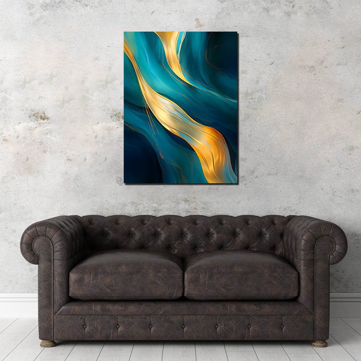 Abstract - Blue Gold Waves 12 Wall Art