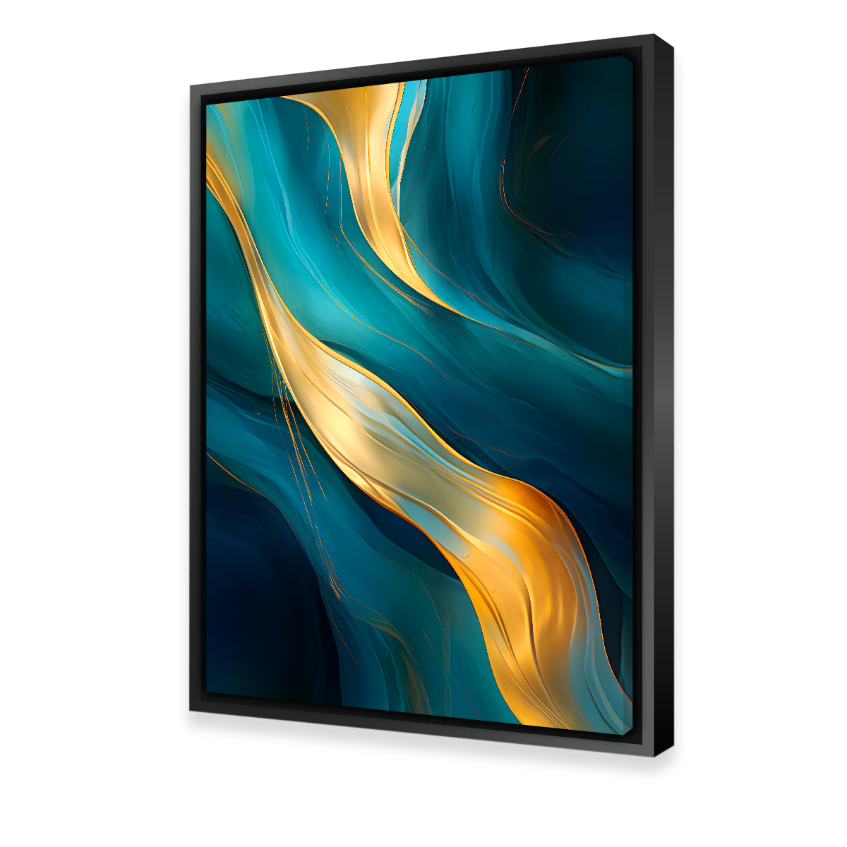 Abstract - Blue Gold Waves 12 Wall Art