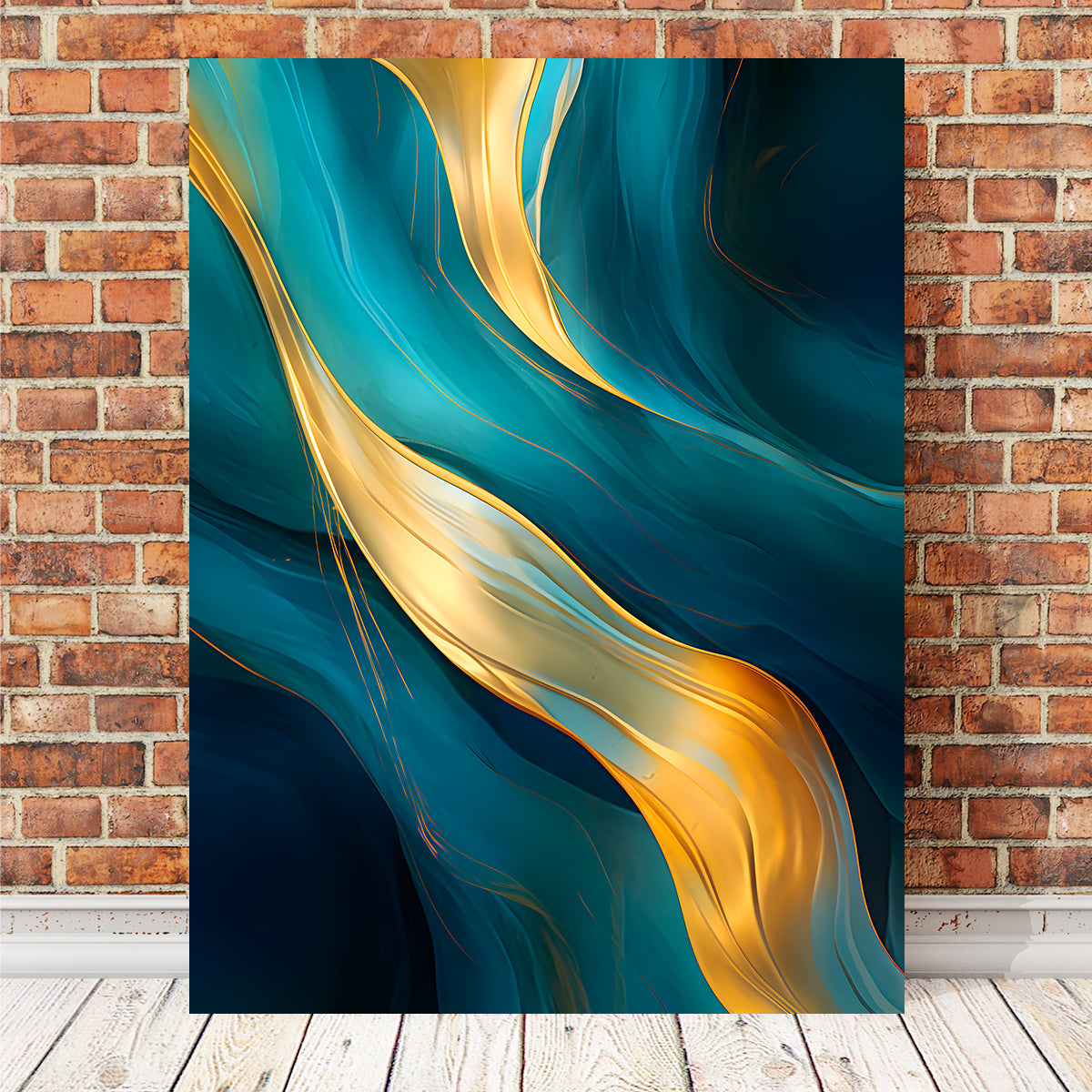 Abstract - Blue Gold Waves 12 Wall Art