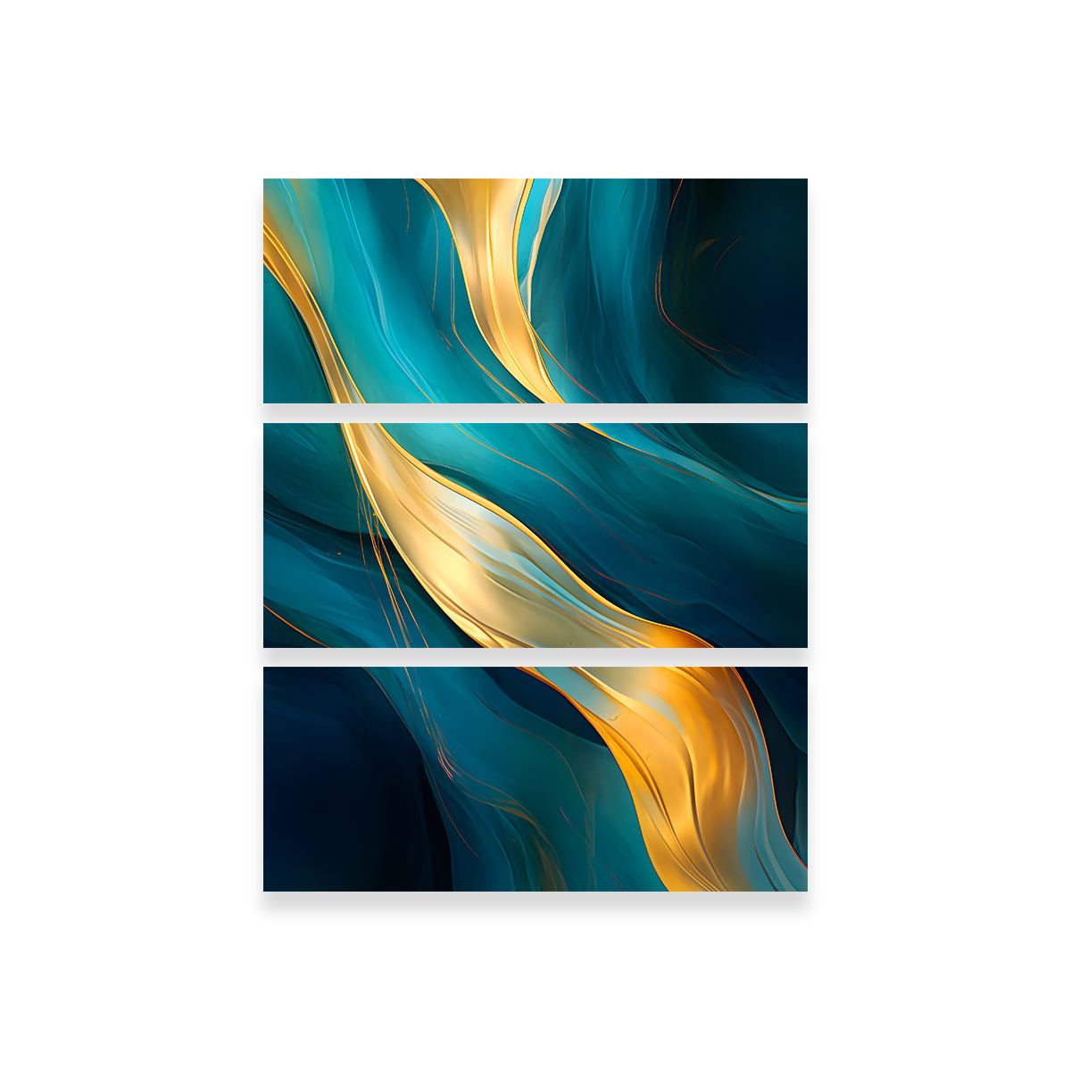 Abstract - Blue Gold Waves 12 Wall Art