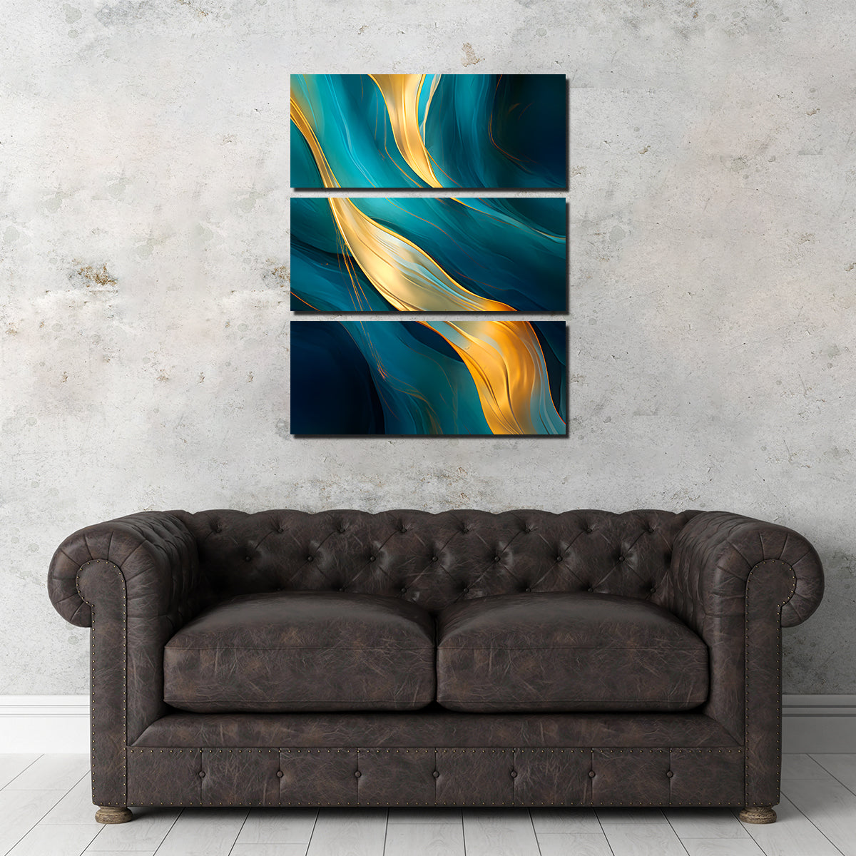 Abstract - Blue Gold Waves 12 Wall Art