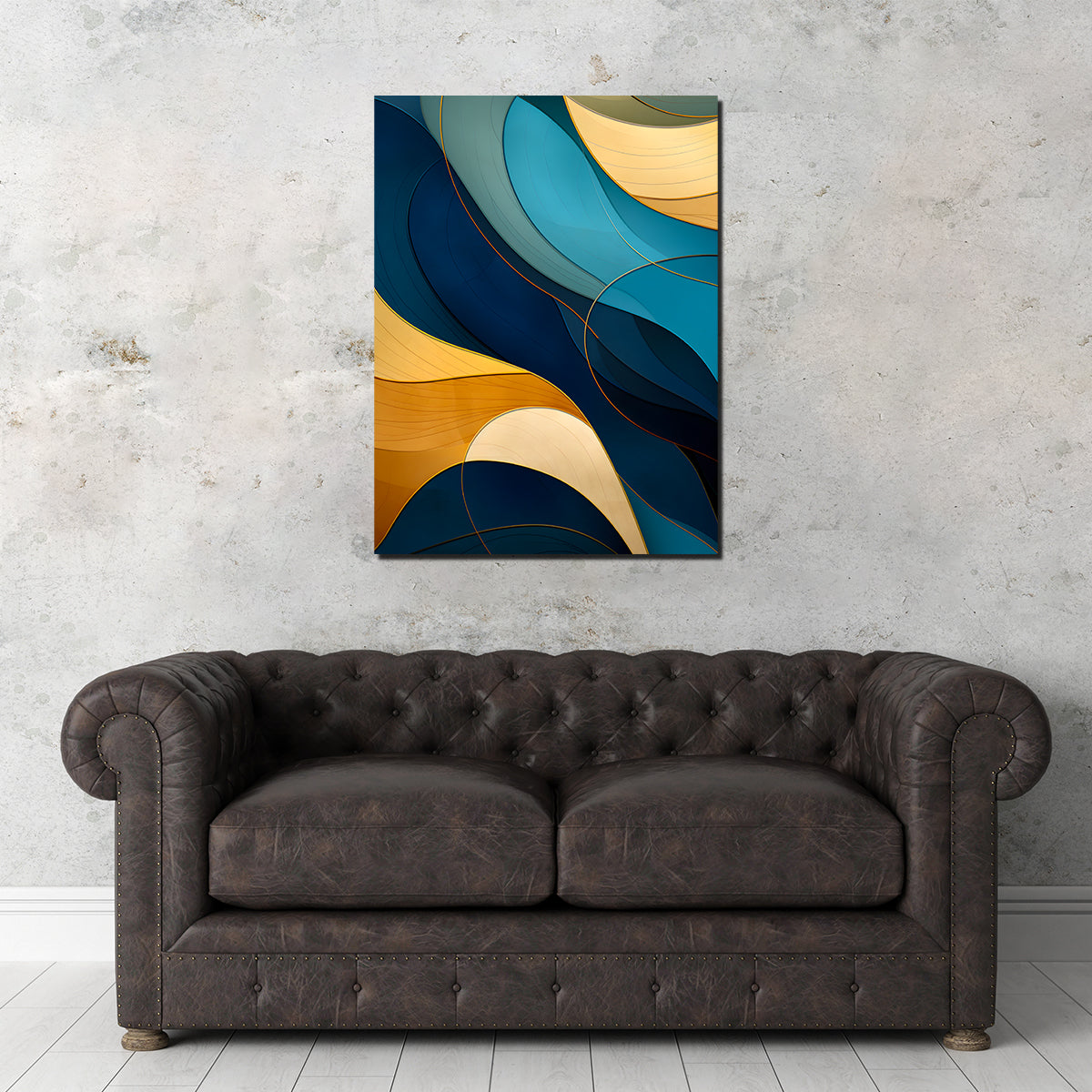 Abstract - Blue Gold Waves 42 Wall Art