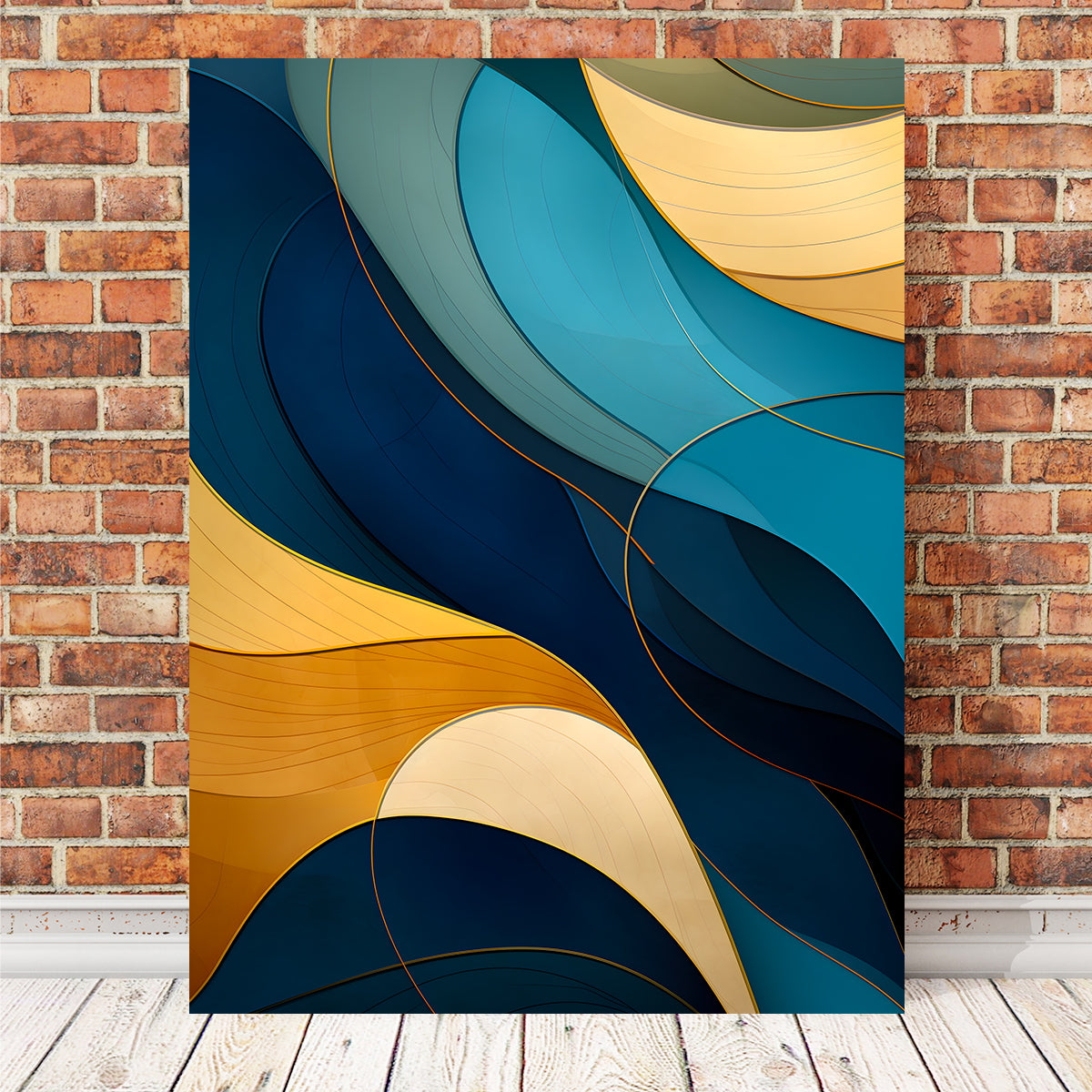 Abstract - Blue Gold Waves 42 Wall Art